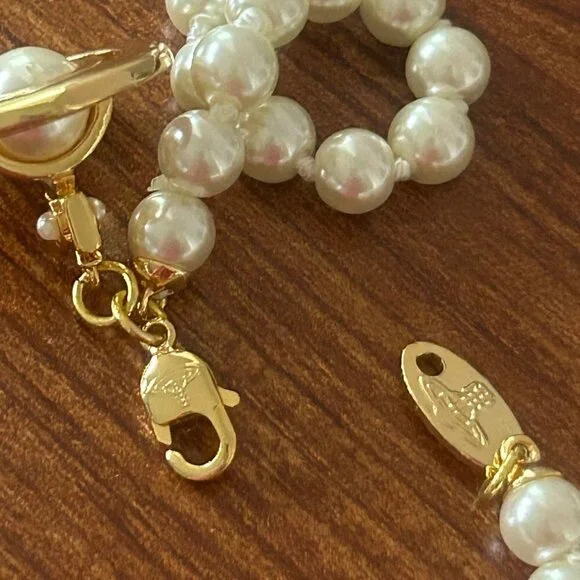 Vivienne Westwood SIMONETTA 3D Orb ENAMEL Pearl Choker Necklace - Picture 8 of 13